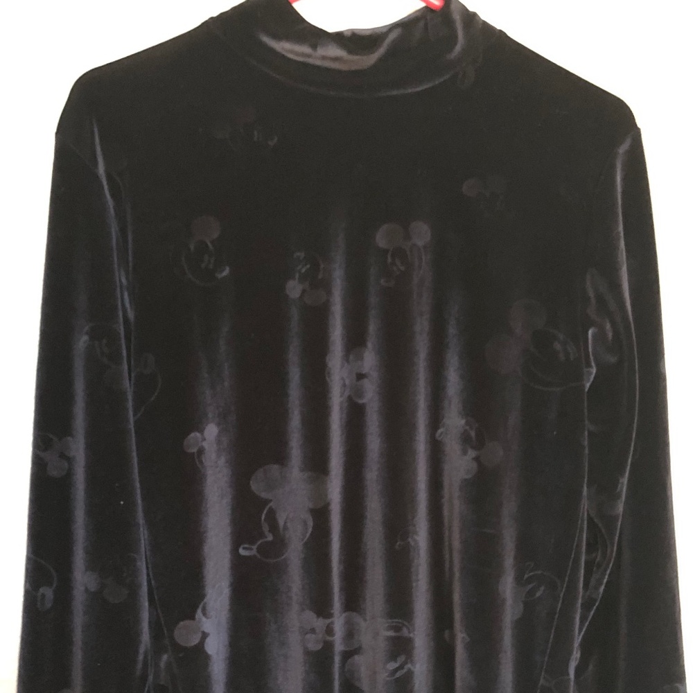 Vintage Disney Store Mickey Mouse Velvet Sweater TurtleNeck Black Made in USA